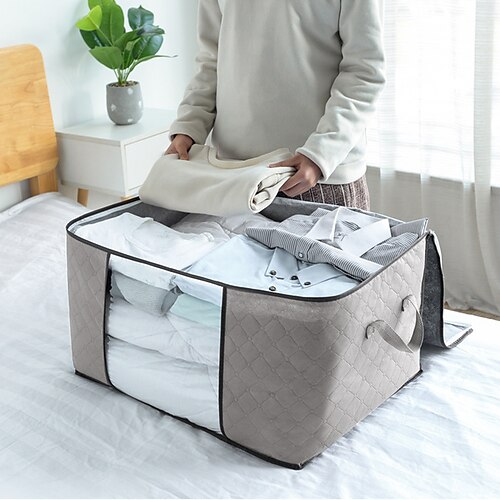 

Large Storage Bags, Clothes Storage Bins Foldable Closet Organizers Storage Containers with Durable Handles Thick Fabric for Blanket Comforter Clothing Bedding