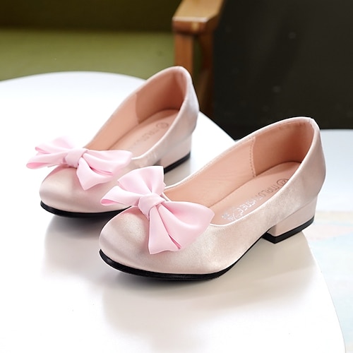 

Girls' Heels Flower Girl Shoes Tiny Heels for Teens Princess Shoes Satin Retro Little Kids(4-7ys) Big Kids(7years ) Wedding Party & Evening Bowknot Champagne Ivory Light Pink Fall Summer