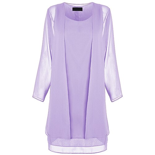 

Women's Two Piece Dress Purple Long Sleeve Summer Hot XXL 3XL 4XL 5XL