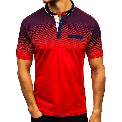 

Men's Collar Polo Shirt Golf Shirt Tennis Shirt Short Sleeve Color Block Collar Shirt Collar White Black Red Casual Daily Patchwork Clothing Apparel Cotton Basic Streetwear / Slim