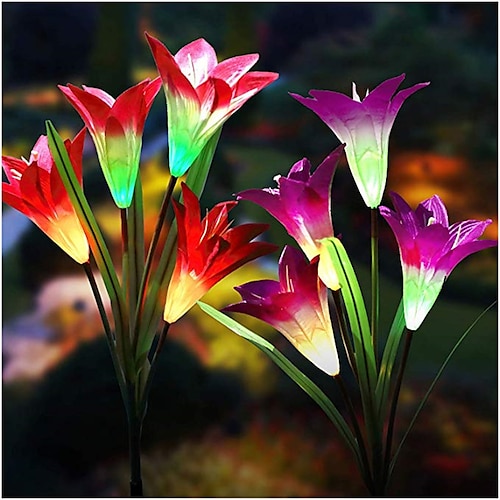 

Outdoor Solar Lights Garden Stake Lights 4 Packs 4 Head Lily Flower Solar Light 3 Packs 2 Packs Colorful Flower Garden Patio Backyard Home IP65 Waterproof Night Light