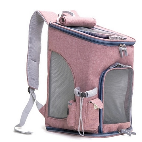 

Dog Rabbits Cat Carrier Bag Travel Backpack For Outdoor Sporting Foldable Durable Solid Colored Fashion Oxford Fabric Blue Pink