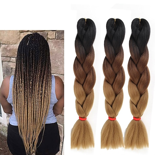 

Crochet Hair Braids Jumbo Box Braids Natural Color Synthetic Hair 24 inch Braiding Hair 3 Pieces Heat Resistant