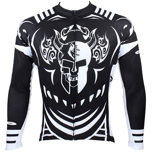 ILPALADINO Men's Long Sleeve Cycling Jersey Winter Polyester White Black Blue Patchwork Bike Jersey Top Mountain Bike MTB Road Bike Cycling Thermal / Warm Breathable Quick Dry Sports Clothing Apparel