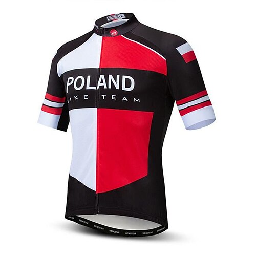 

21Grams Men's Cycling Jersey Short Sleeve Bike Top with 3 Rear Pockets Mountain Bike MTB Road Bike Cycling UV Resistant Breathable Quick Dry Moisture Wicking Red White Poland National Flag Sports