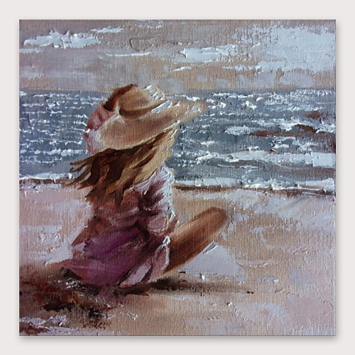 

Oil Painting Hand Painted Square Abstract Modern Stretched Canvas