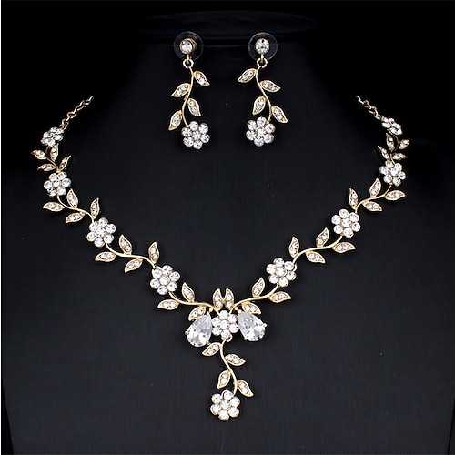 

1 set Bridal Jewelry Sets For Women's White Christmas Party Wedding Rhinestone Alloy Link / Chain Drop Flower Botanical / Gift / Engagement