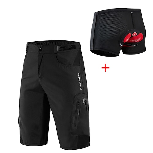 

WOSAWE Men's Cycling Padded Shorts Cycling MTB Shorts Silicone Spandex Black / Red Solid Color Bike Padded Shorts / Chamois MTB Shorts 3D Pad Breathable Quick Dry Moisture Wicking Reflective Strips
