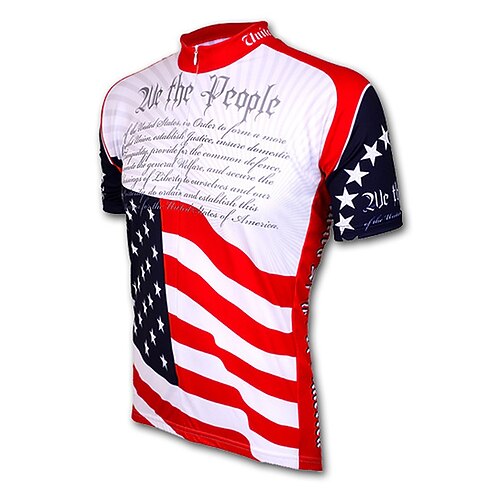 

21Grams Men's Cycling Jersey Short Sleeve Bike Jersey Top with 3 Rear Pockets Mountain Bike MTB Road Bike Cycling Breathable Quick Dry Moisture Wicking Back Pocket Red Blue American / USA USA