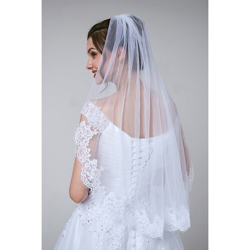 

One-tier Sweet Style / Classical Wedding Veil Elbow Veils with Appliques Tulle