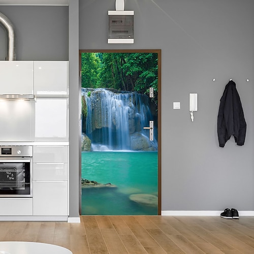 

Forest Falls Door Stickers Decorative Waterproof Door Decal Decor