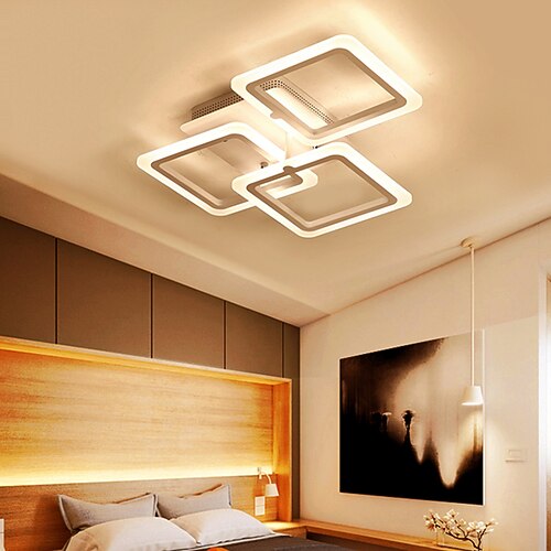 

3-Light LED Chandelier 3 Lights Bedroom Ceiling Light Flush Mount Lights Ambient Light Painted Finishes Metal White Pendant Lighting for Living Room Dining Hall
