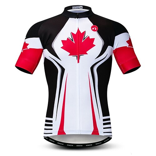 

21Grams Men's Cycling Jersey Short Sleeve Bike Jersey Top with 3 Rear Pockets Mountain Bike MTB Road Bike Cycling Breathable Quick Dry Moisture Wicking Front Zipper Red White Canada National Flag