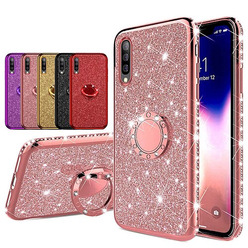 

Diamond 360 Degree Rotating Ring Holder Plating Soft TPU Glitter Bling Cases For Samsung S21 S20 Ultra Plus FE A52 A72 A42 Shining Case