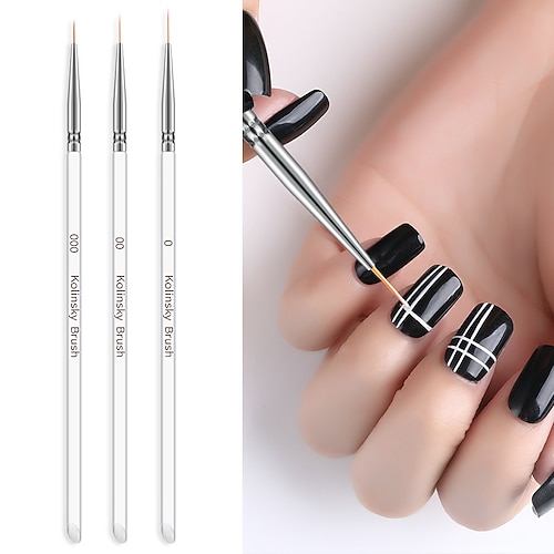 

3pcs Nail Brush Rod Pull Pen Painted Pen Column Gel Drawing Painting Acrylic Nail Pen for Manicure Tool Kit