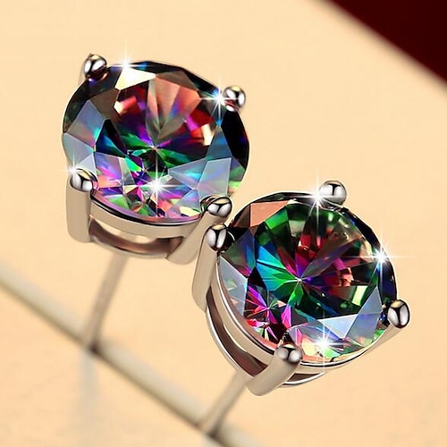 

1 Pair Stud Earrings For Men's Street Daily Copper Silver Plated Glass Classic Precious
