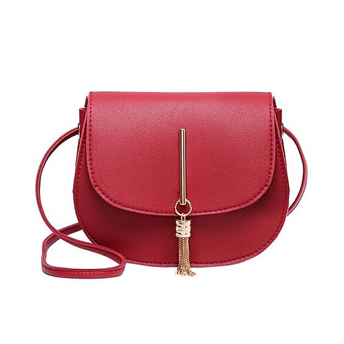 

Women's Leather Bag Messenger Bag Crossbody Bag Saddle Bag PU Leather Solid Color Daily Holiday White Black Gray Pink