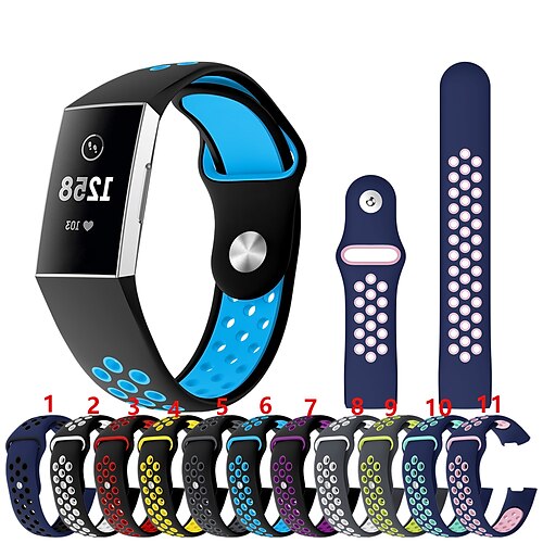 

1 pcs Reim til Smartklokke til Fitbit Charge 3 / Charge 3 SE / Charge 4 Silikon Smartklokke Stropp Myk Pustende Sportsrem Erstatning Armbånd