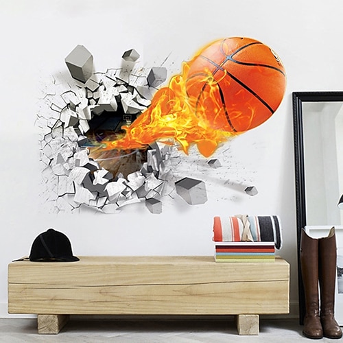 

3d basketball rush out veggklistremerker kunstdekal barnerom 70x50cm