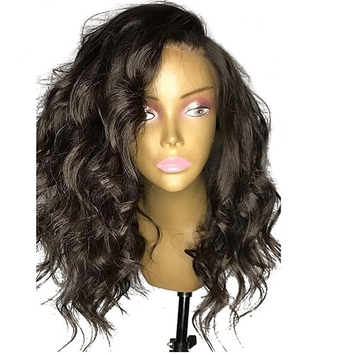 

Wavy Side Part Wig Natural Black #1B Synthetic Hair 14-20 inch Women's Adjustable Heat Resistant Party Black / Daily Wear / Lace Front