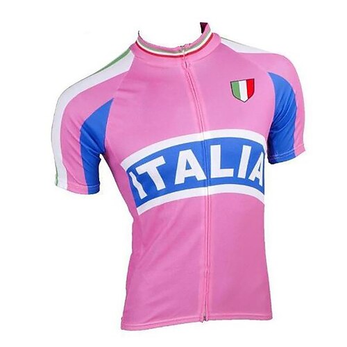 

21Grams Women's Cycling Jersey Short Sleeve Bike Jersey Top with 3 Rear Pockets Mountain Bike MTB Road Bike Cycling Breathable Quick Dry Moisture Wicking Back Pocket Rosy Pink Italy National Flag