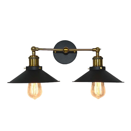 

Simple Swing Arm Wall Lamp Retro Wall Light Fixtures Vanity Mirror Light Wall Lighting Metal Cone Shade Wall Lamps 2 Lights