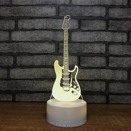 

3D Illusion Lamp Electric Guitar Decor Night Light for Kids 7 Colors Changing Smart Touch Optical Illusion Bedside Lamps Bedroom Home Decoration Boys & Girls Women Birthday Gifts