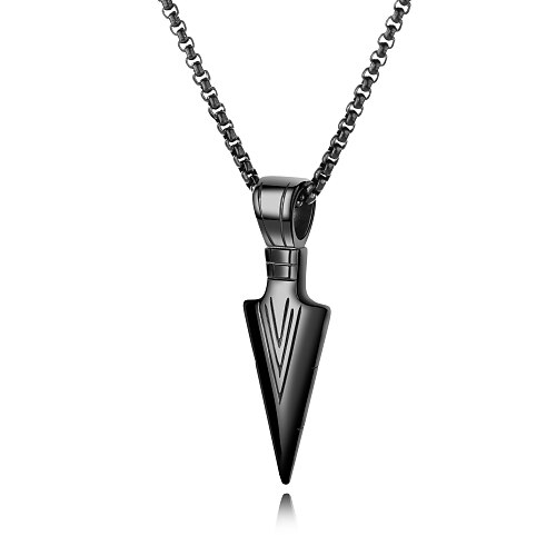 

1pc Pendant Necklace For Men's Street School Gift Titanium Steel Engraved Arrow