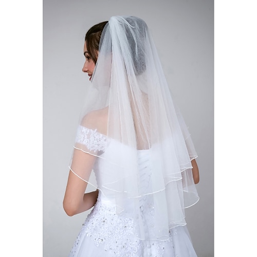 

Two-tier Classic & Timeless / Glamorous & Dramatic Wedding Veil Elbow Veils with Solid Tulle