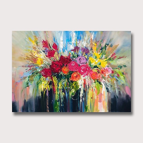 

Oil Painting 100% Handmade Hand Painted Wall Art On Canvas Abstract Colorful Vintage Floral Botanical Modern Home Decoration Decor Rolled Canvas No Frame Unstretched