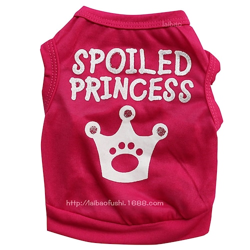 

Dog Vest Quotes Sayings Tiaras Crowns Sweet Style Simple Style Dog Clothes Puppy Clothes Dog Outfits Red Pink Costume for Girl and Boy Dog Polyester XS S M L