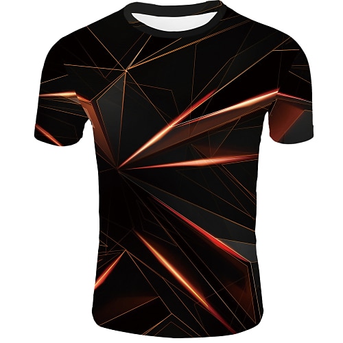 

Men's T shirt Tee Shirt Graphic Abstract Round Neck Orange Casual Daily Short Sleeve Print Clothing Apparel Basic / Summer / Summer