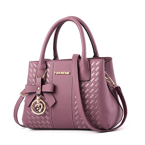 

Women's Leather Bags Handbags PU Leather Polyester Zipper Geometric Pattern Solid Color Daily Outdoor Light Purple Black Pink Dusty Rose