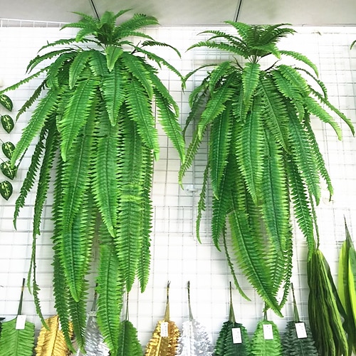 

1Pc Simulation Green Plant Wall Hanging Big Persian Grass Persian Iron Tree Moss Plant Fake Mosaic Decoration Accessories Green Flowers And Plant 90cm/35""