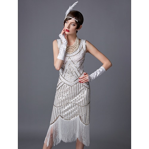 

The Great Gatsby Charleston Roaring 20s 1920s The Great Gatsby Roaring Twenties Cocktail Dress Vintage Dress Flapper Dress Prom Dresses Women's Sequins Costume Vintage Cosplay Party Homecoming Prom