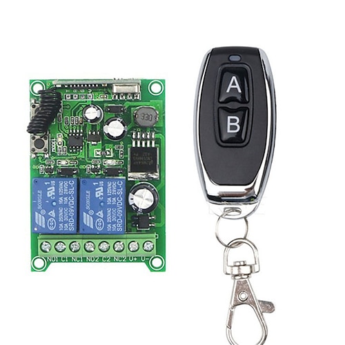 

DC12V 2CH /DC24V DC48V Remote Control Switch / 2 Relay with 10A / LED ON OFF/ Momentary /Toggle with Learning code Receiver 433mhz