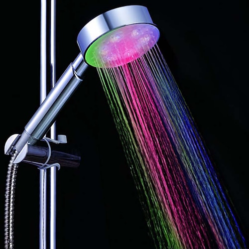 צבע ראש מקלחת LED משתנה 2 מצבי מים 7 צבעים אור זוהר מחליף אוטומטית ראש מקלחת כף יד