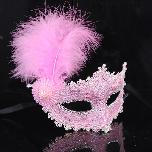 

Princess Mask Venetian Mask Feather Mask Half Mask Adults' Women's Vintage Halloween Festival / Holiday Purple / Yellow / Rosy Pink Women's Easy Carnival Costumes / Female