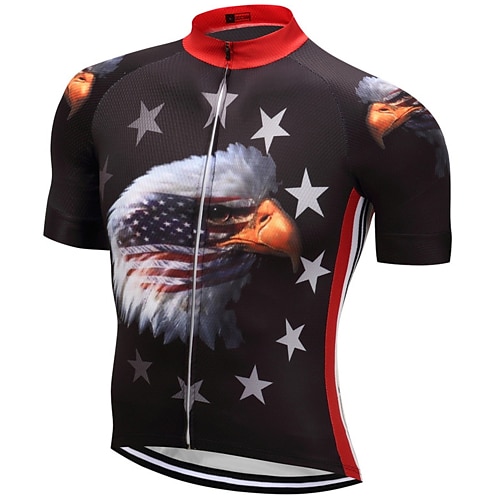 

21Grams Men's Cycling Jersey Short Sleeve Bike Top with 3 Rear Pockets Mountain Bike MTB Road Bike Cycling Breathable Quick Dry Moisture Wicking Front Zipper Red Blue American / USA Eagle National