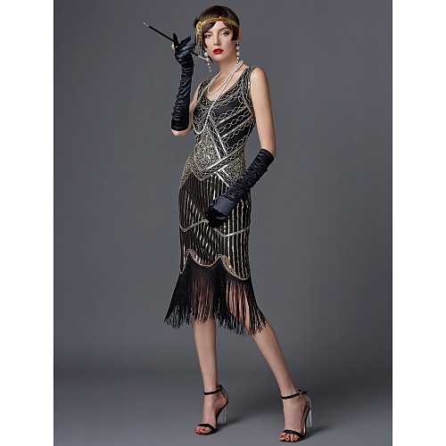 Roaring 20s 1920s The Great Gatsby Cocktail Dress Flapper Dress Prom Dresses  Christmas Party Dress The Great Gatsby Charleston Women's Sequins Cosplay  Costume Party Homecoming Attire Christmas Party 2024 - $36.99