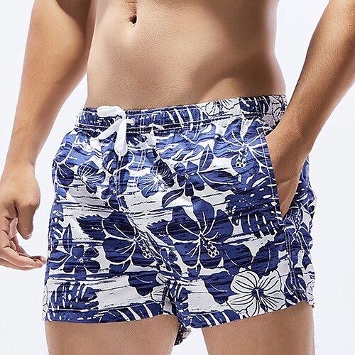 

Men's Swim Shorts Swim Trunks Board Shorts Bottoms Breathable Quick Dry Micro-elastic Short Sleeve Drawstring With Pockets - Swimming Surfing Beach Water Sports Painting Floral / Botanical Autumn