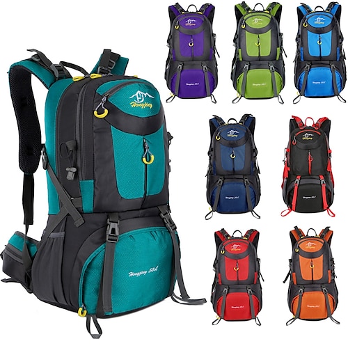 

60 L Hiking Backpack Rucksack Breathable Straps - Rain Waterproof Lightweight Breathable Wear Resistance High Capacity Outdoor Hunting Hiking Climbing Cycling / Bike Nylon Lake Green Purple Red / Yes