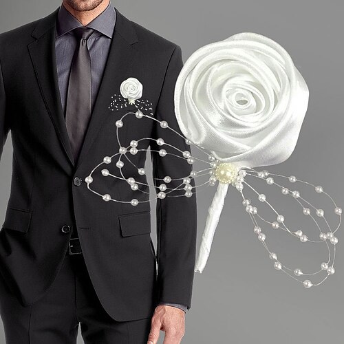 

Wedding Flowers Boutonnieres Wedding / Wedding Party Grosgrain / Bead 0-10 cm Christmas