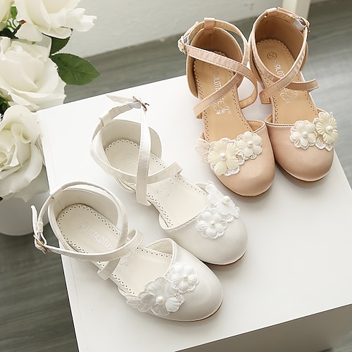 

Girls' Heels Toddler Shoes Wedding Flower Girl Shoes Princess Shoes Satin Satin Little Kids(4-7ys) Big Kids(7years ) Party & Evening Walking Shoes Bowknot Champagne Ivory Spring Summer / Rubber