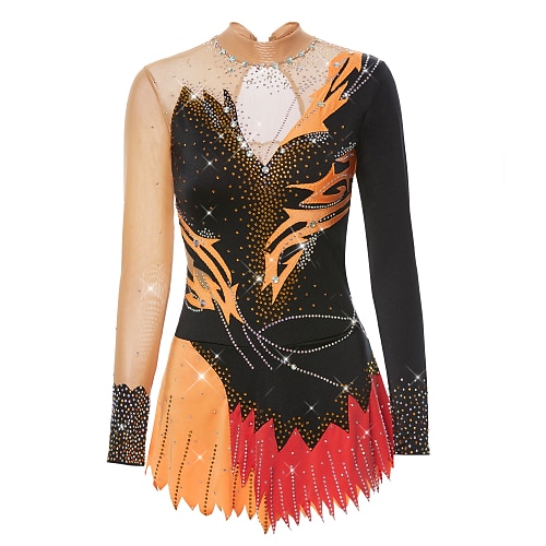 

Rhythmic Gymnastics Leotards Artistic Gymnastics Leotards Women's Girls' Leotard Spandex Elastane High Elasticity Handmade Long Sleeve Competition Dance Ice Skating Rhythmic Gymnastics Figure Skating