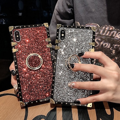 

Phone Case For iPhone 14 Pro Max 14 Plus 13 Pro Max 12 11 X XR XS Max 8 Shockproof Ring Holder Armor Luxury Glitter Shine Metal For Apple