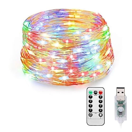 

Fairy Lights Plug in 8 Modes 20M 200 LED USB String Lights with Adapter Remote Timer Waterproof Decorative Lights for Bedroom Patio Christmas Wedding Party Dorm Indoor Outdoor