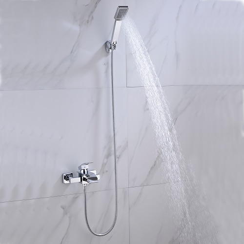 

Shower Faucet,Bathtub Faucet Chrome Wall Mounted Ceramic Valve Bath Shower Mixer Taps