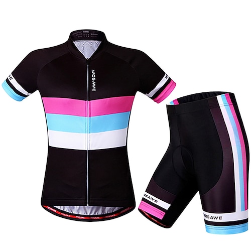 

WOSAWE Women's Cycling Jersey with Shorts Short Sleeve Mountain Bike MTB Road Bike Cycling Black Red Bike Shorts Jersey Padded Shorts / Chamois 3D Pad Breathable Anatomic Design Quick Dry Reflective