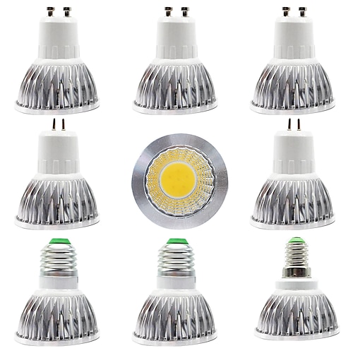 

9pcs 12W LED Light Bulb Spotlight 1200lm E14 E26 E27 GU10 GU5.3 COB Dimmable Warm White White Daylight Track Lighting (90W Halogen Equivalent)